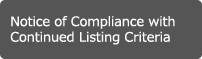 Notice of Compliance with Continued Listing Criteria