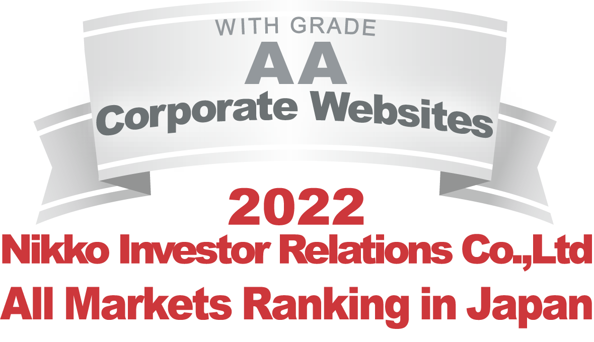 WITH GRADE AAA Corporate Websites 2022 Nikko Investor Relations Co.,Ltd. Ranking in all listed companies in Japan