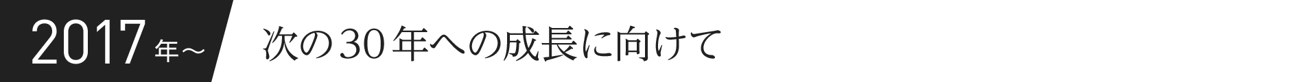 2017年〜 次の30年への成長に向けて